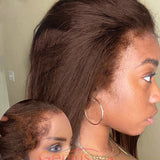 Brown Kinky Straight | Kinky Edges Pre Plucked 13x6 Crystal Lace Front Wigs [GWE13]