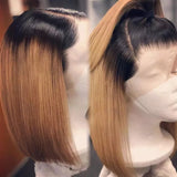 1b 27 Ombre Wigs Honey Blonde Glueless 13*6 Lace Front Bob Wigs Straight Human Hair Wigs