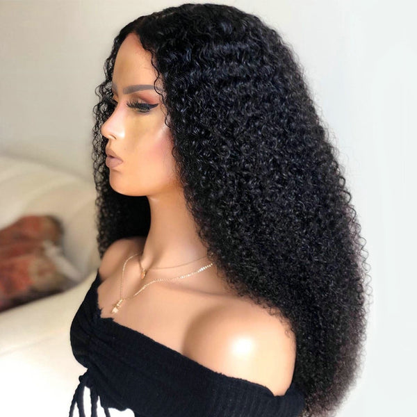 Kinky Curly Wig Natural HD Lace Front Human Hair Wigs For Black Women Pre Plucked With baby hair