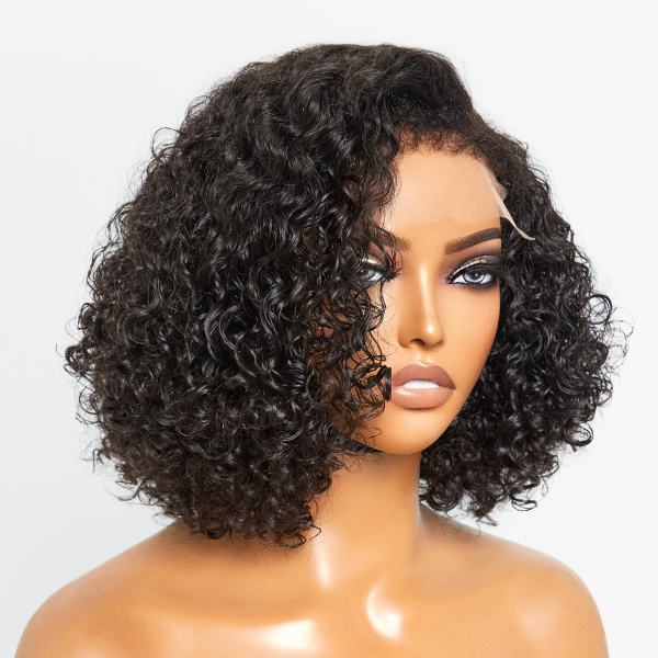 Kinky Curly Bob | Kinky Edges Pre Plucked 13x4 Crystal Lace Front Wigs [GWE15]