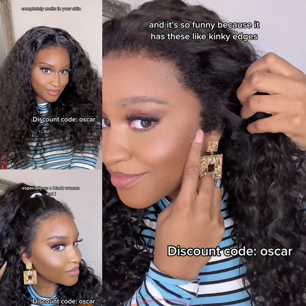 Loose Deep Wave Genius Kinky Edges Pre Plucked 13x6 Crystal Lace Front Wigs [GWE05]