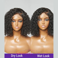 Kinky Curly Bob | Kinky Edges Pre Plucked 13x4 Crystal Lace Front Wigs [GWE15]