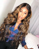 Highlight Mix Color Ombre Honey Blonde Lace Front Human Hair Wigs Wavy Style Brazilian Ombre Hair