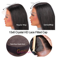 Kinky Straight | 13x6 3D Fitted Gluless HD Crystal Lace Human Hair Wigs [GWL09]