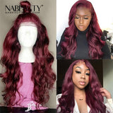 Burgundy 99J Lace Front Human Hair Wigs With Baby Hair body wave Pre Plucked Hairline Brazilian Vrigin Wigs