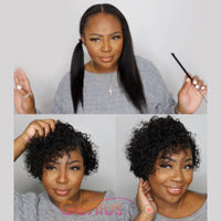 Tight Curly Pixie | Bad Boss Vibe 13x4 Transparent Lace Bob Wig [GWB24]