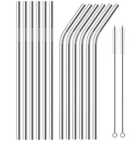 UPORS 4/8Pcs Reusable Drinking Straw High Quality 304 Stainless Steel Metal Straw with Cleaner Brush Wholesale