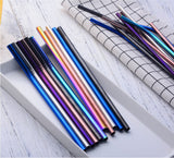 UPORS 4/8Pcs Reusable Drinking Straw High Quality 304 Stainless Steel Metal Straw with Cleaner Brush Wholesale