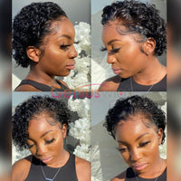 Tight Curly Pixie | Bad Boss Vibe 13x4 Transparent Lace Bob Wig [GWB24]