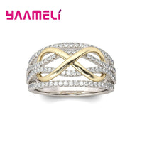 Luxury Solid 925 Sterling Silver Rings for Women Hollow-out Number 8 Infinity Love Jewelry Valentine's Day Gift Big Promotion