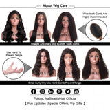 Water Wave Glueless Full Lace Human Hair Pre Plucked Lace Wig Bleached Knots