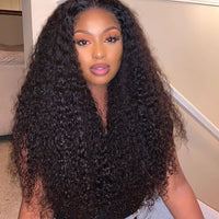 Kinky Curly Wig Natural HD Lace Front Human Hair Wigs For Black Women Pre Plucked With baby hair