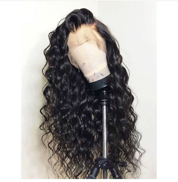 Water Wave Glueless Full Lace Human Hair Pre Plucked Lace Wig Bleached Knots